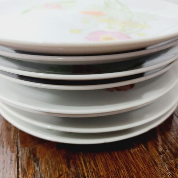 Vintage MCM Mid Century Modern Japan Pastel Flower Plate Set of 8 - Picture 6 of 14